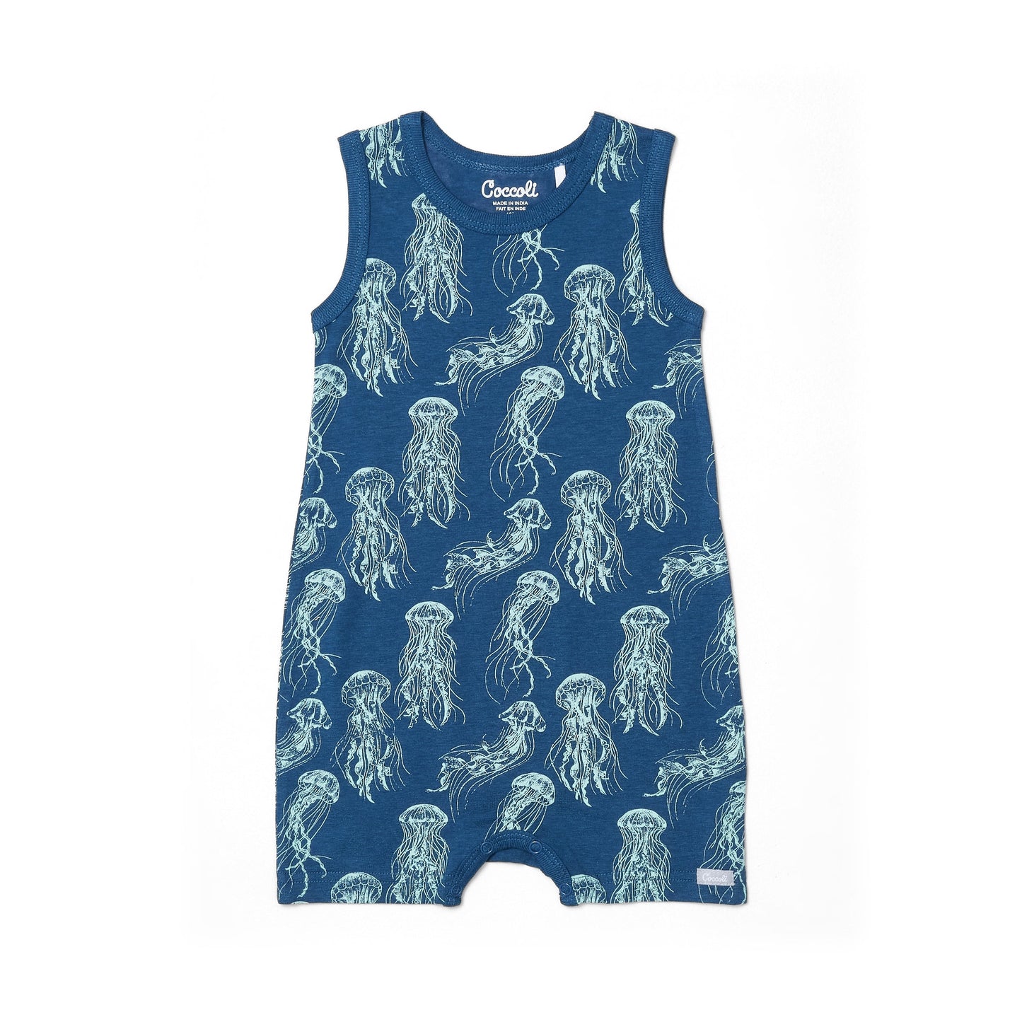 JELLYFISH ON MAJOLICA BLUE / COTTON-MODAL ROMPER