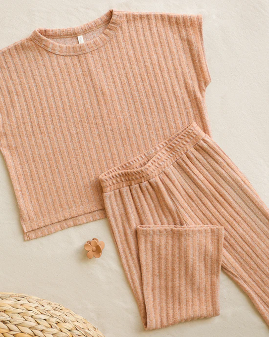 Cozy Rib Knit Set - Grapefruit