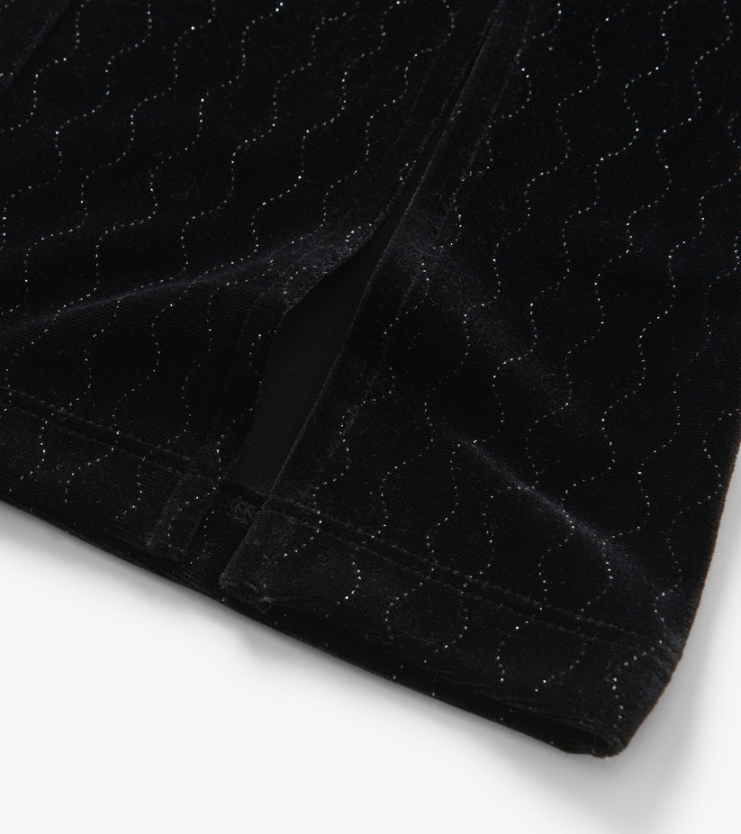 Girls Black Sparkle Wave Velour Flared Pants