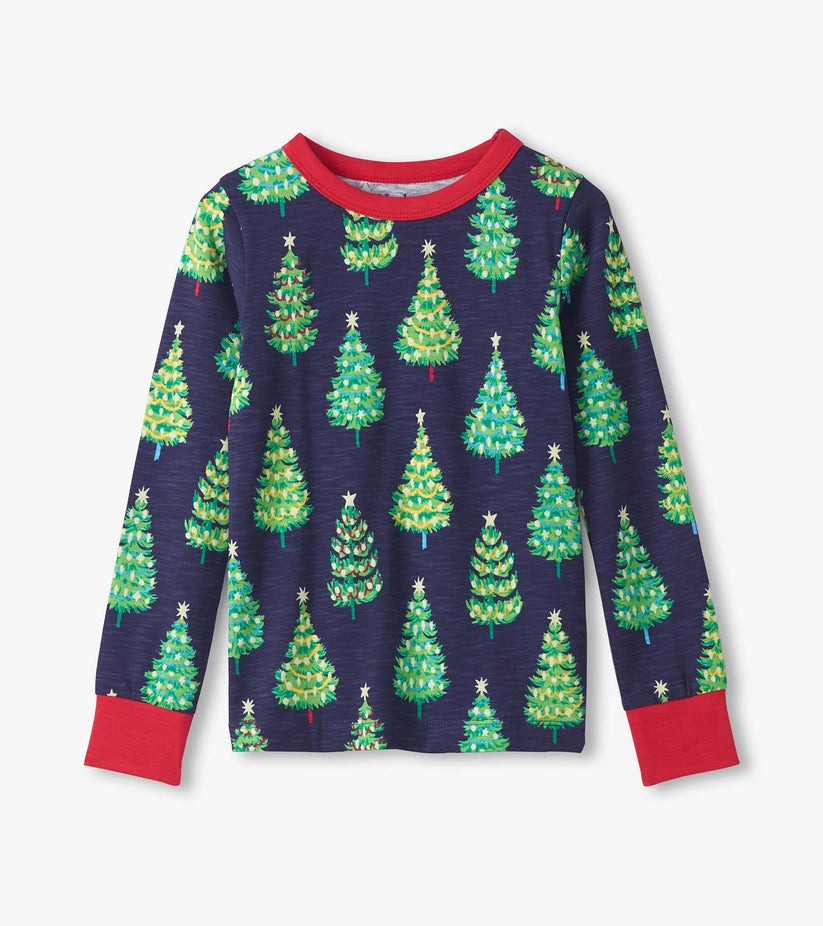 Bottle Brush Trees Cotton Pajama Set