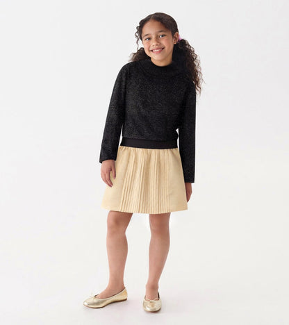 Girls Gold Pleated Fun Skirt