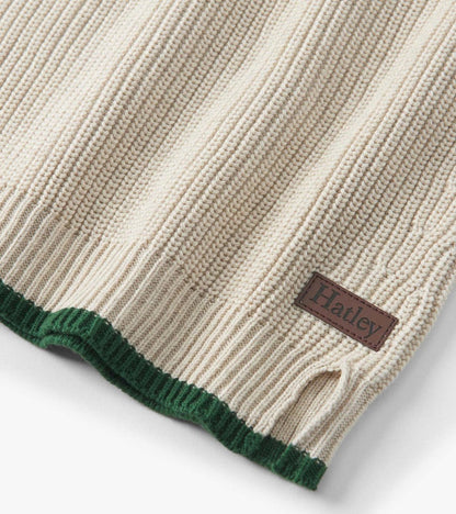 Boys Oatmeal Melange Button Neck Sweater