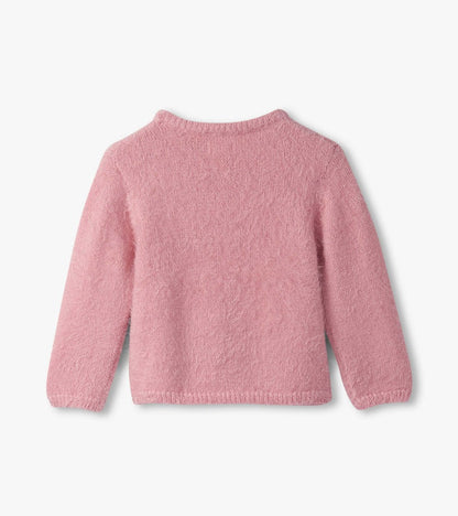 Girls Shiny Bow Furry Sweater