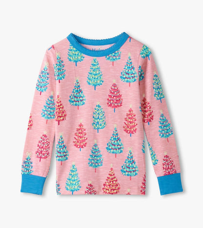 Pink Bottle Brush Trees Cotton Pajama Set