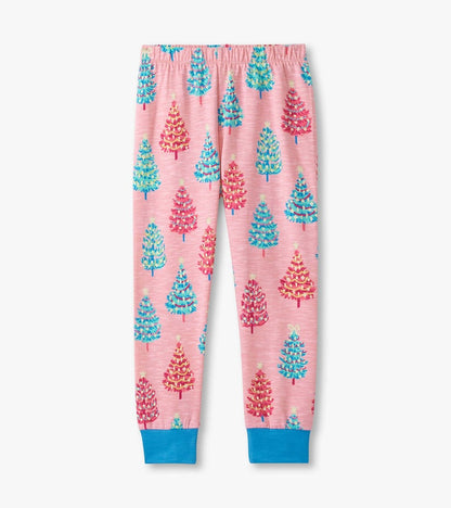 Pink Bottle Brush Trees Cotton Pajama Set