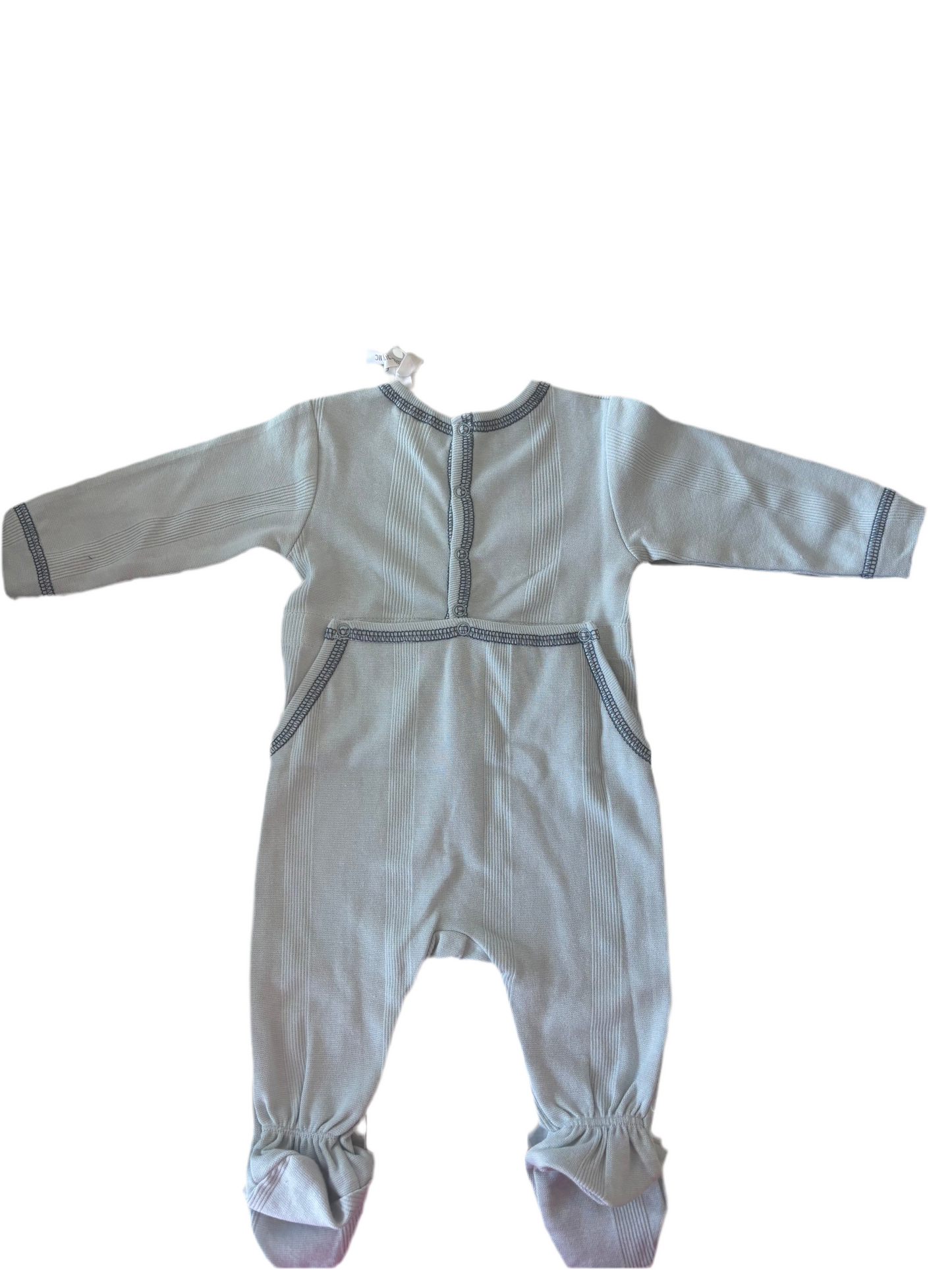 Coccoli Infant Footie with Back Opening - Surf Spray Blue Ribbed