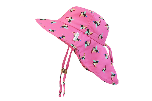 Flap Jack Kids: Sun Hat With Neck Cape, Toucans