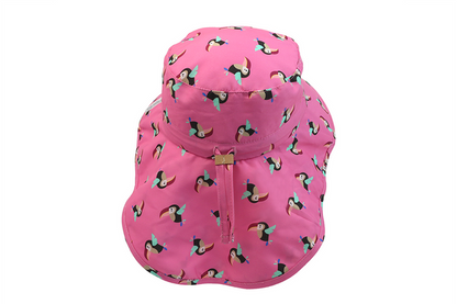 Flap Jack Kids: Sun Hat With Neck Cape, Toucans
