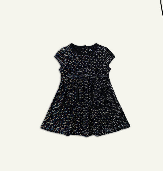 Modal Jersey Dress — White Marks on Black Jersey Dress