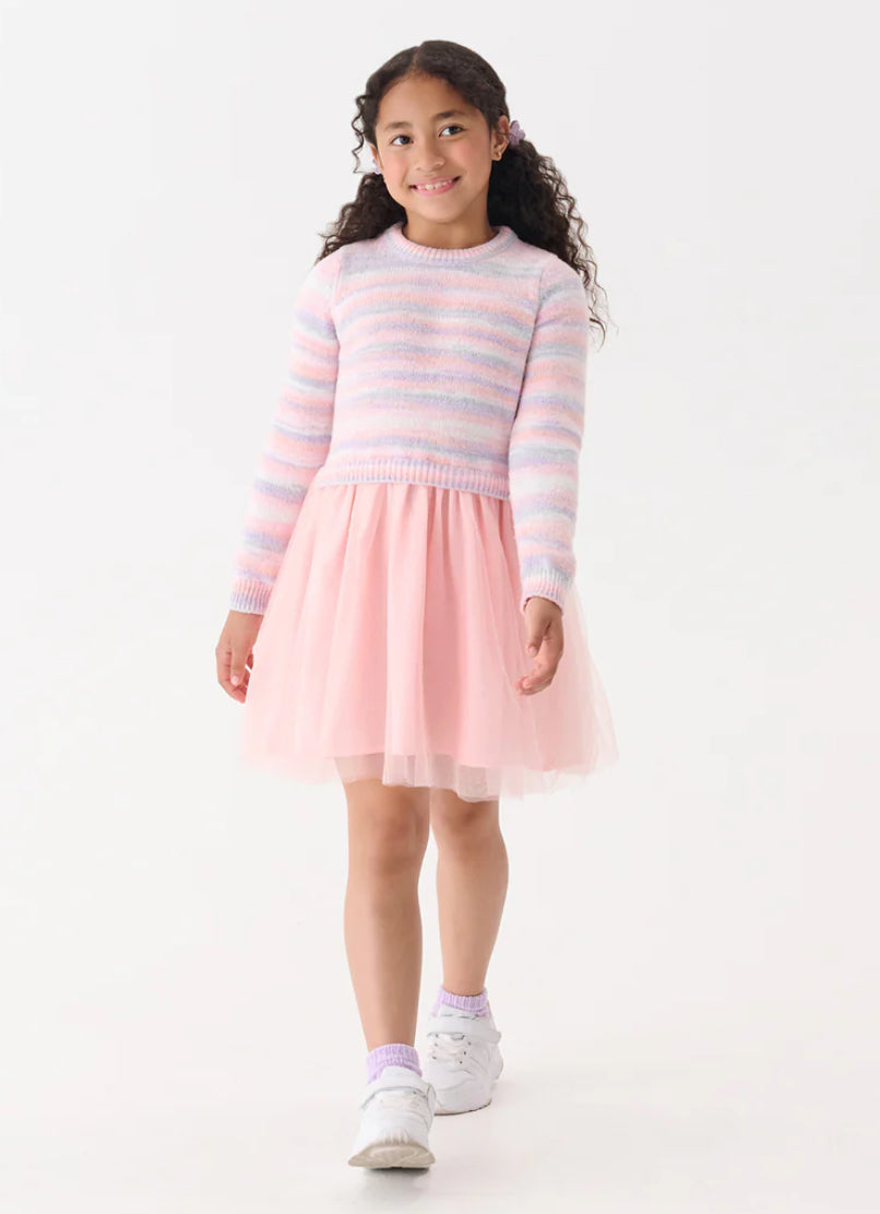 Toddler/Girls Pastel Rainbow Fuzzy Mixed Skirt Dress