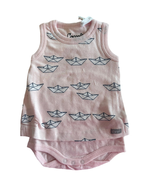 Coccoli Infant Girl Skirted romper - Pink Boats