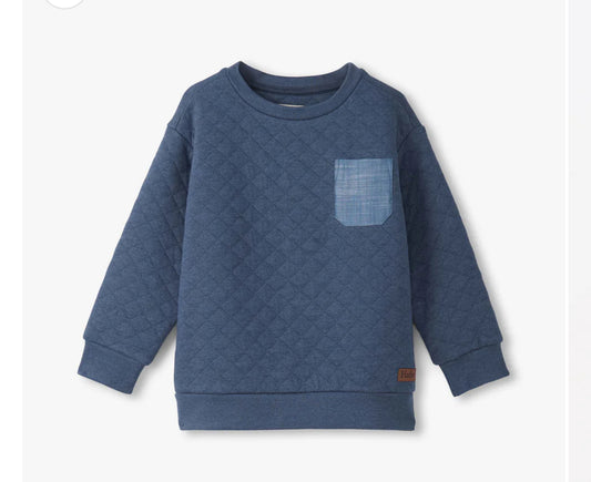 Boys Ensign Blue Quilted Pullover