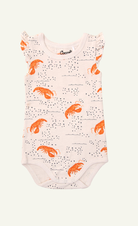Coccoli Jersey Romper - Lobster Print with Ruffles