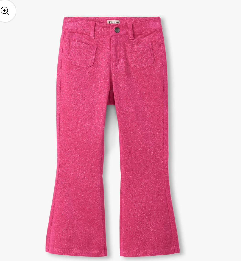 Raspberry Rose Patch Pocket Flared Pants