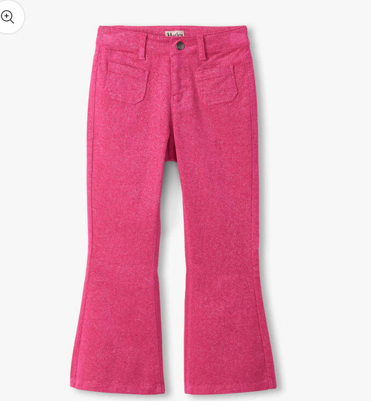 Raspberry Rose Patch Pocket Flared Pants