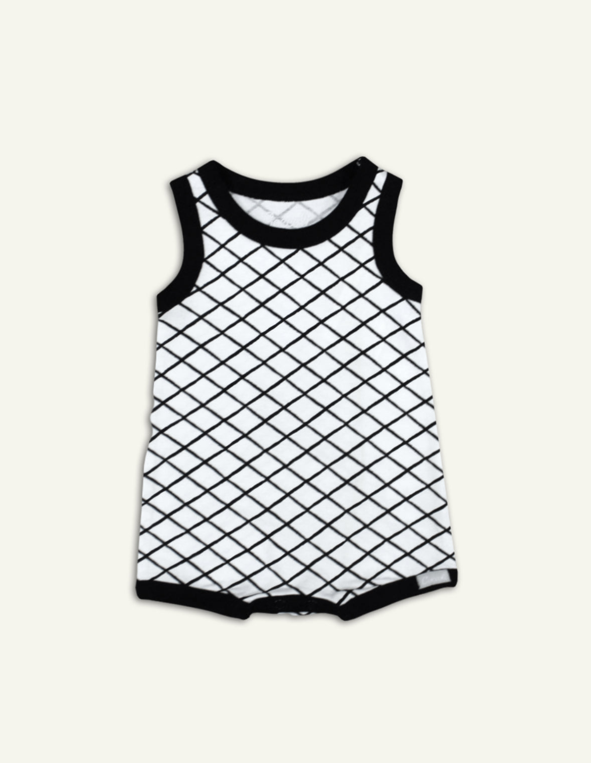 Coccoli Infant Boy/Girl/Neutral Romper — White/Black Mesh
