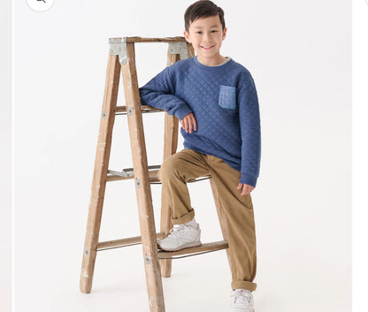 Boys Ensign Blue Quilted Pullover