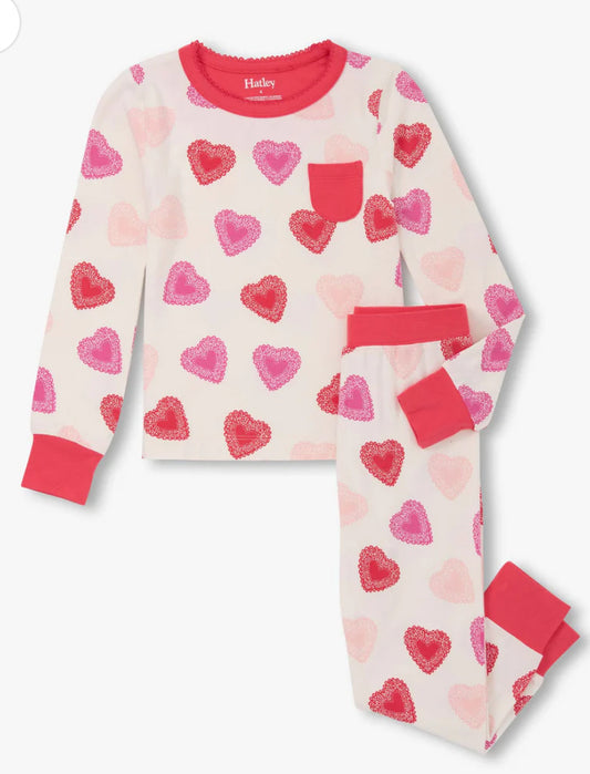 Toddler/Girls Cut Out Hearts Bamboo Pajama Set