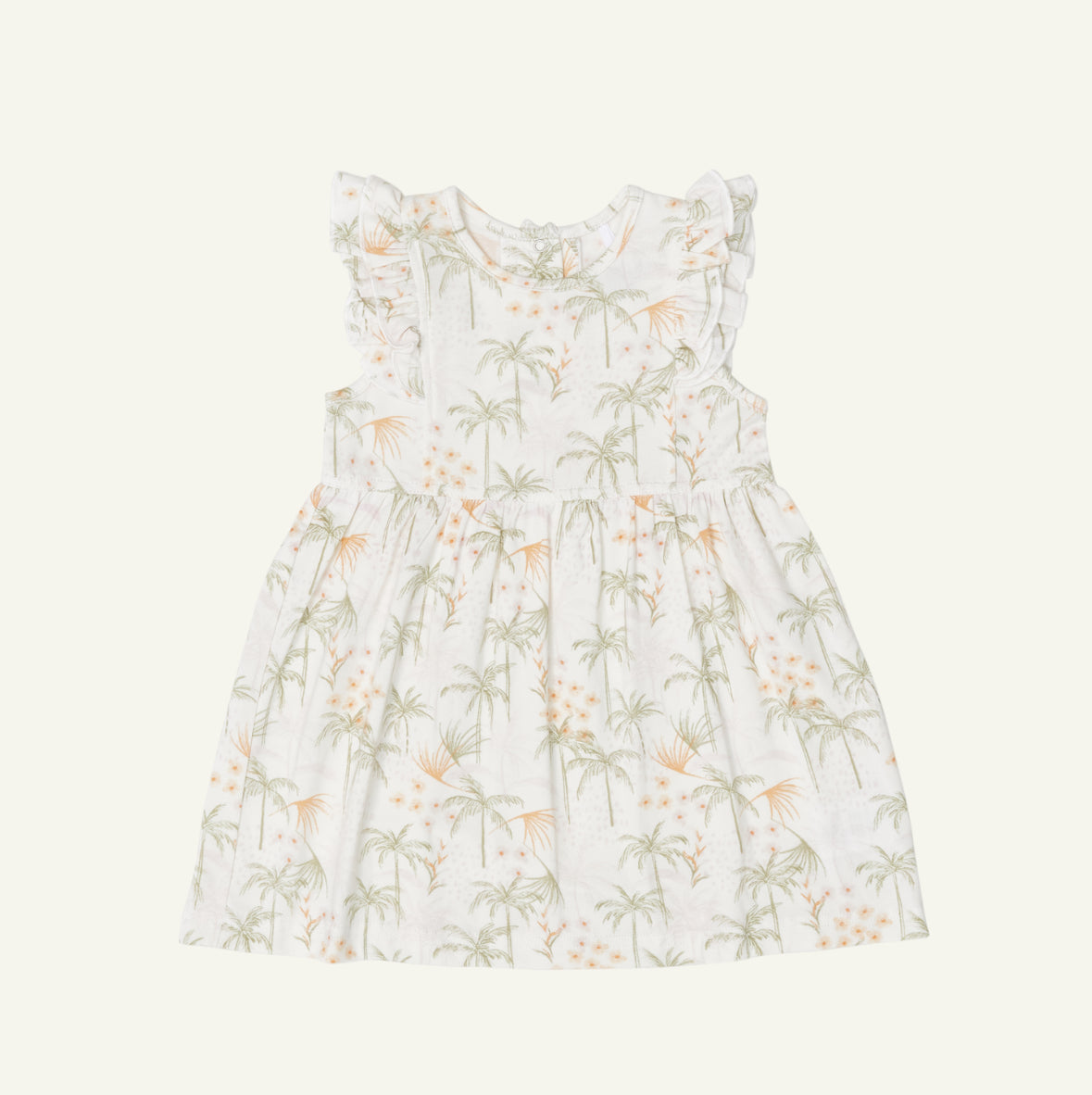 Coccoli Kid Girl Modal Dress - Tropical Print on Cream