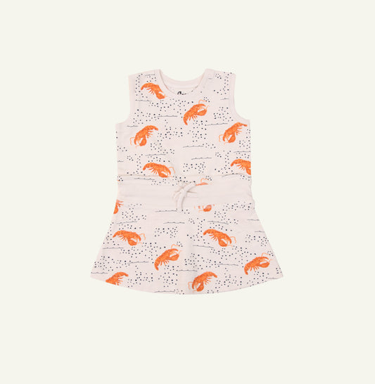 Coccoli Infant Girl Modal Blend Dress - Lobsters on Beige