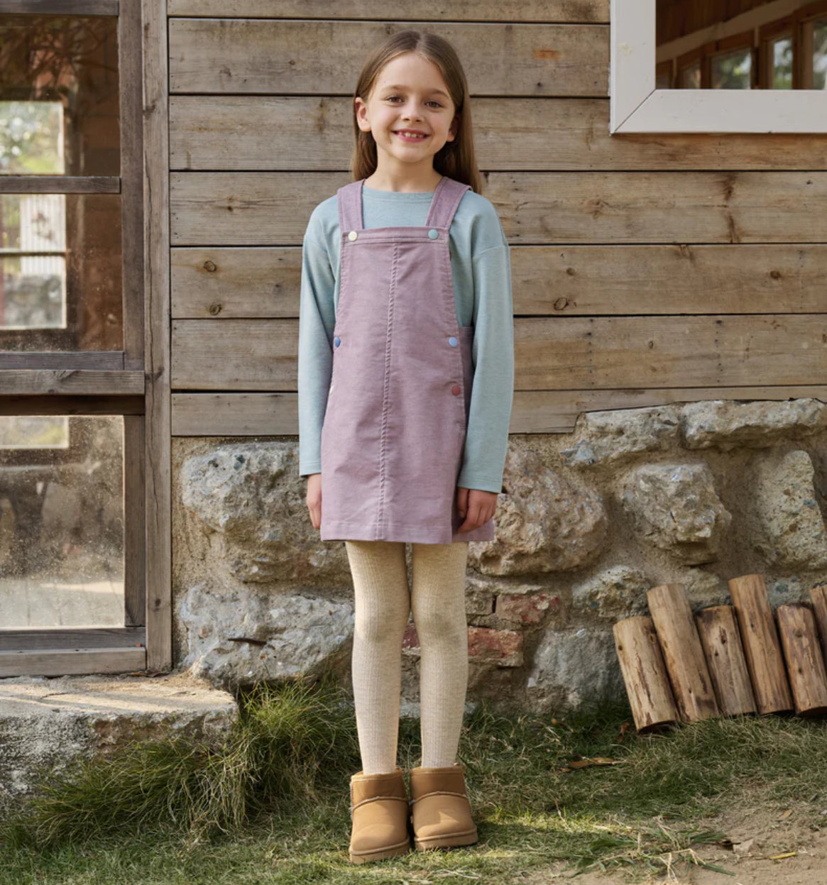 Corduroy Overall Dress - Lilac