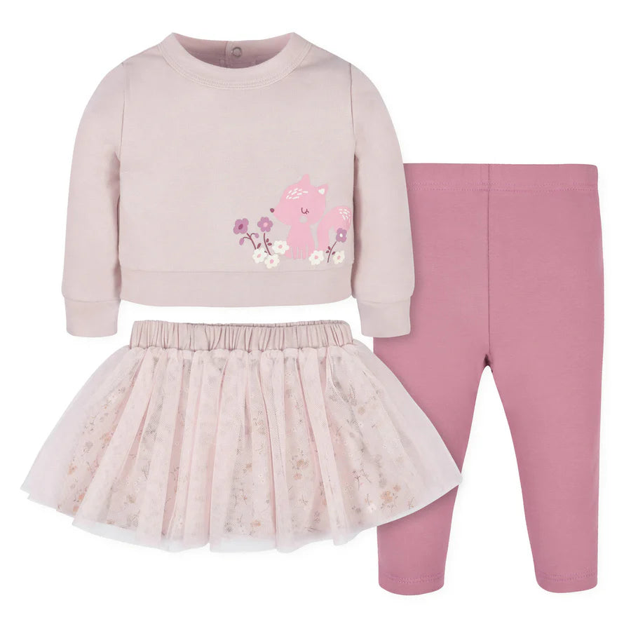 3PC Pink Woodland Set - Sweater, Leggings and Tutu