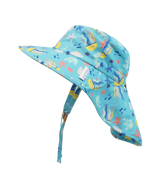 Flapjack Kids - Sun Hat with Neck Cape Jellyfish
