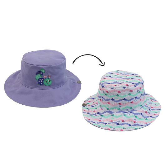 Kids Reversible Mixed Sun Hat - Caterpillar