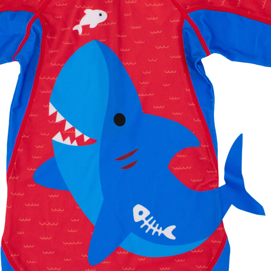 Baby + Toddler UPF50+ Rashguard One Piece Swimsuit - Blue Shark
