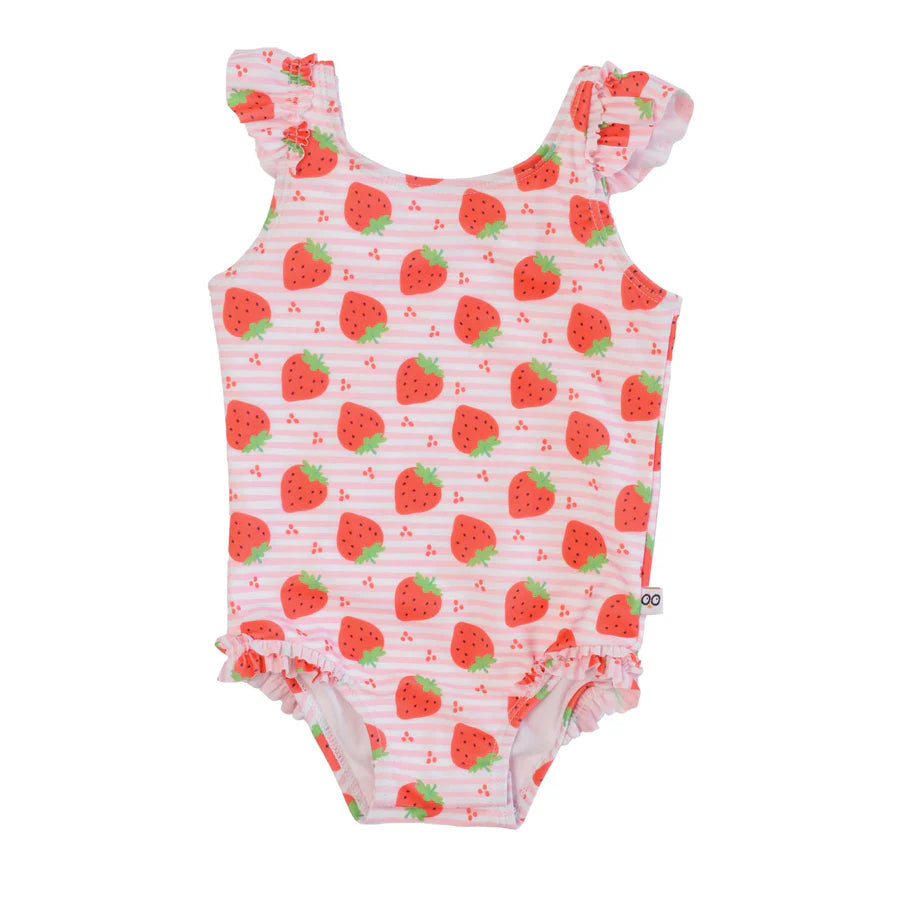 Baby Ruffled 1 Piece Swimsuit - Strawberry