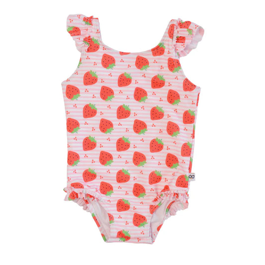 Baby Ruffled 1 Piece Swimsuit - Strawberry