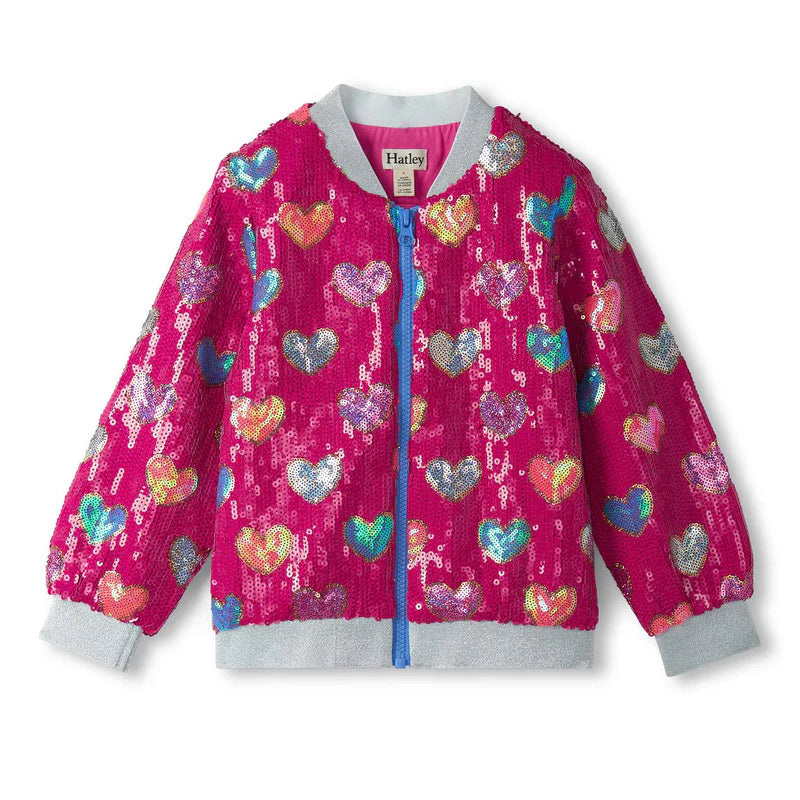 Pink Hearts Sequin Bomber - Hatley