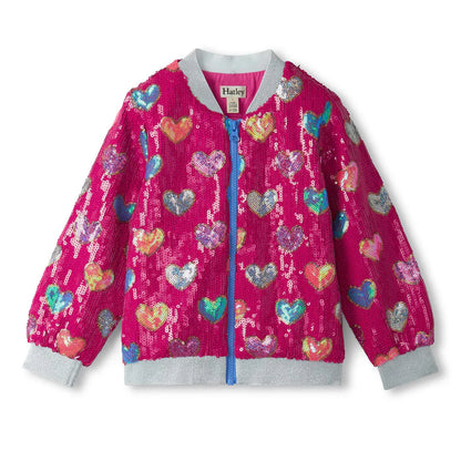 Pink Hearts Sequin Bomber - Hatley