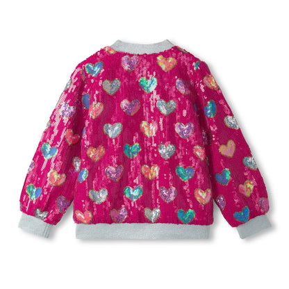 Pink Hearts Sequin Bomber - Hatley