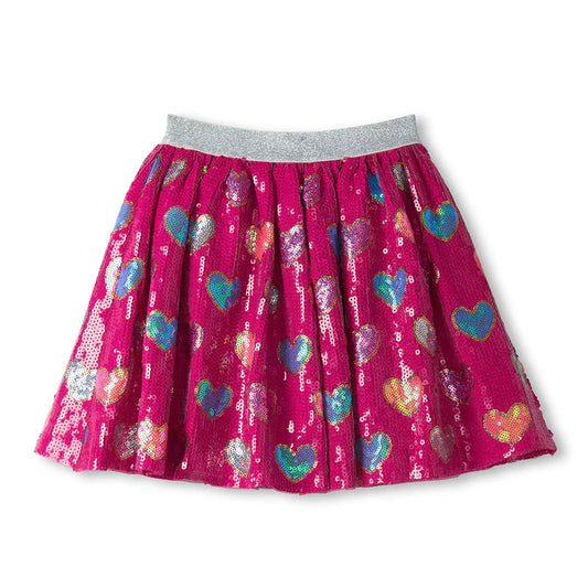 Hatley Pink Busted Hearts Sequin Skirt