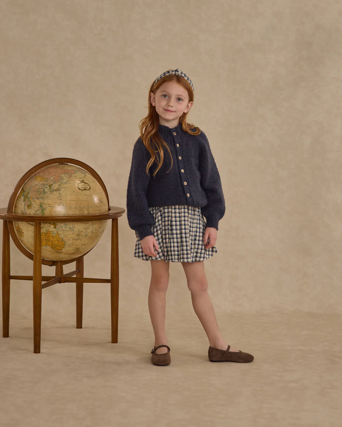 Pleated Mini Skirt || Navy Check
