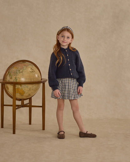 Pleated Mini Skirt || Navy Check