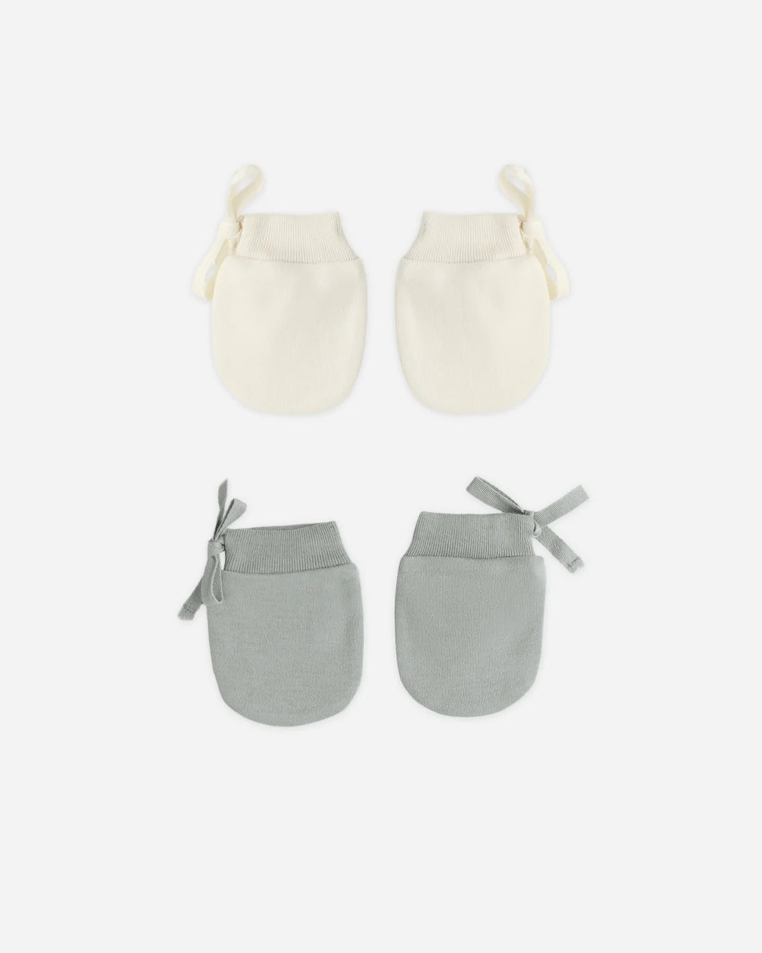 Baby No Scratch Mittens, Set of 2 || Steel Blue, Natural