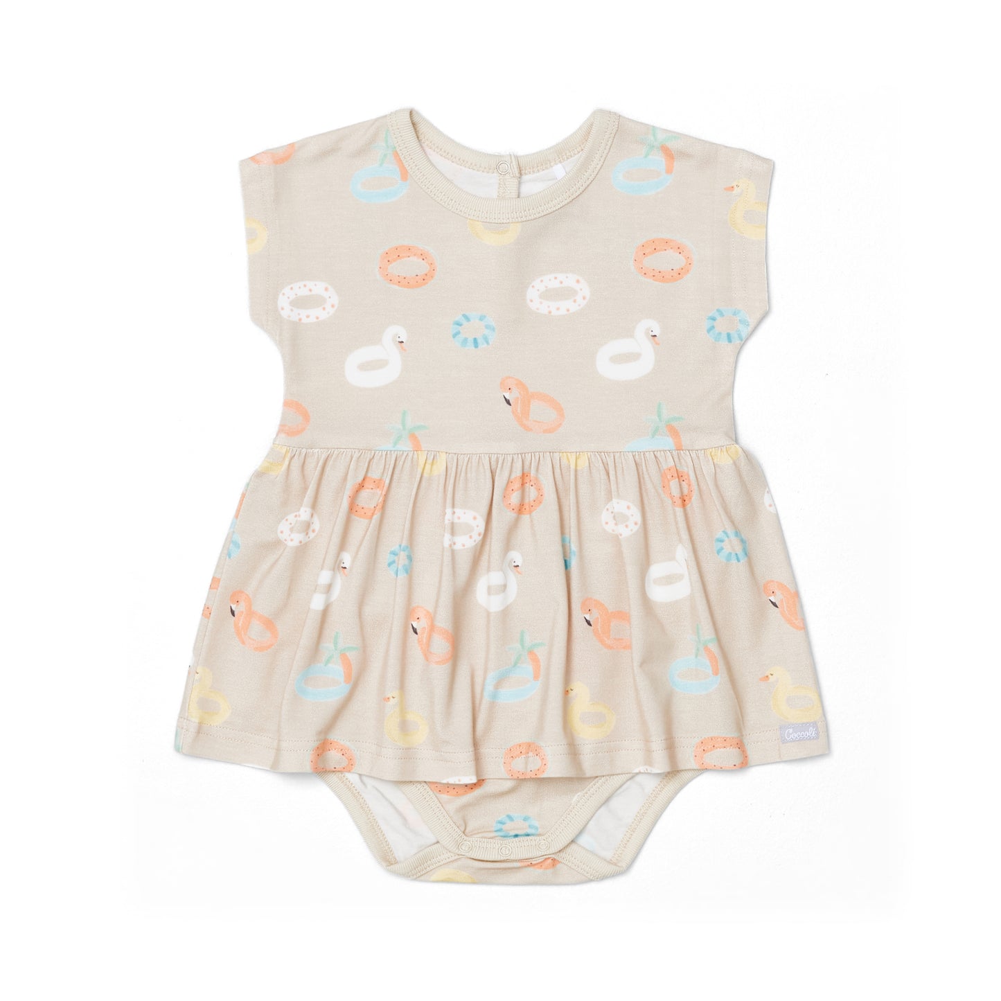POOL FLOATIES ON BEIGE / MODAL ROMPER
