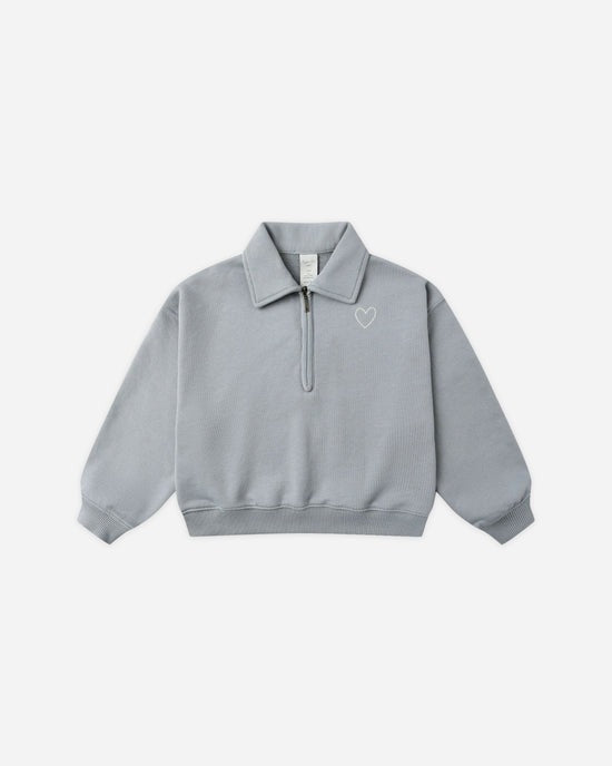 Quarter Zip Sweatshirt || Dusty Blue