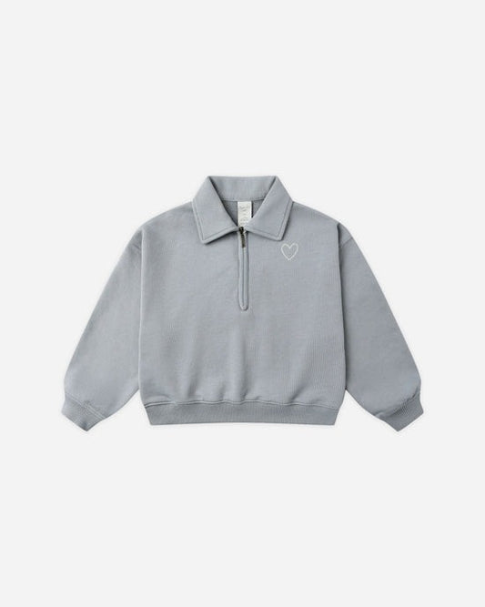 Quarter Zip Sweatshirt || Dusty Blue