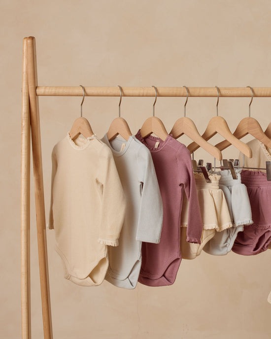 Waffle Long Sleeve Bodysuit || Ice Blue