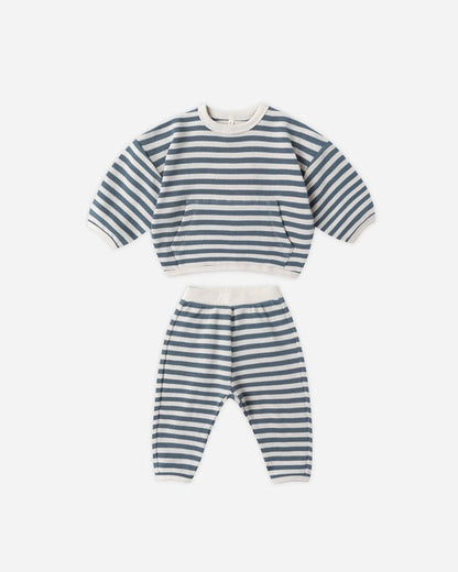 Waffle Slouch Set || Ocean Stripe