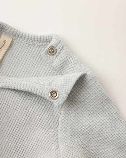 Waffle Long Sleeve Bodysuit || Ice Blue