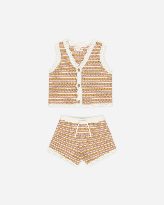 Scallop Crochet Set - Pink Stripe