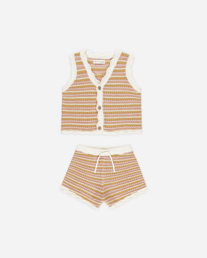 Scallop Crochet Set - Pink Stripe