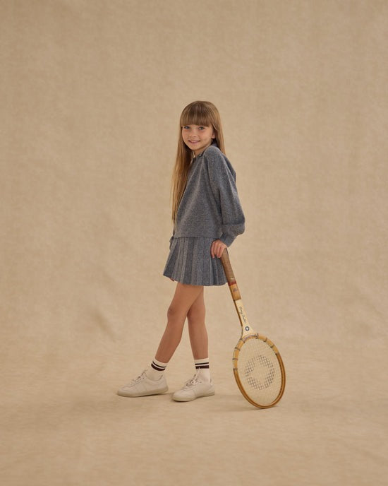 Knit Pleated Skirt || Heathered Grey