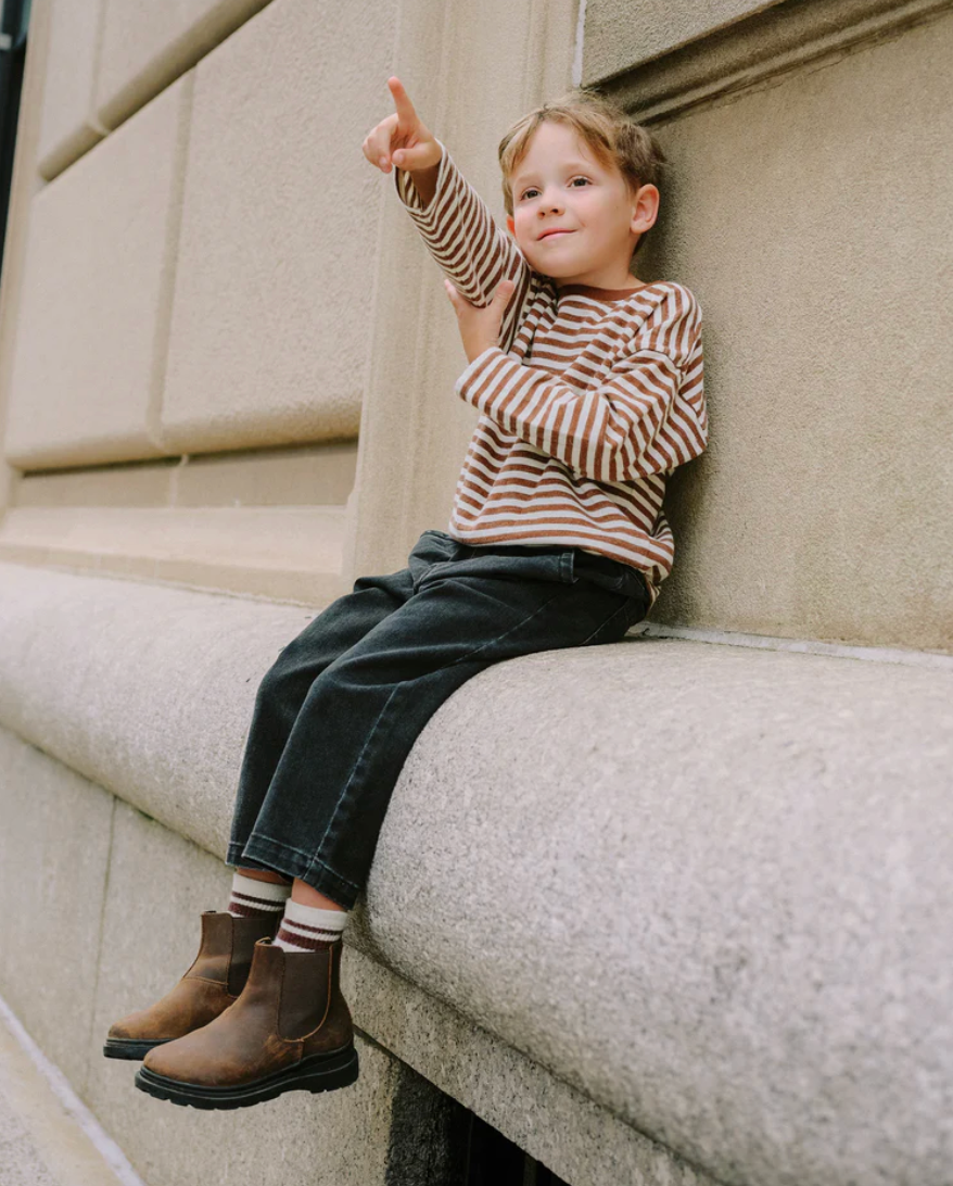 Camden Long Sleeve Tee || Brown Stripe