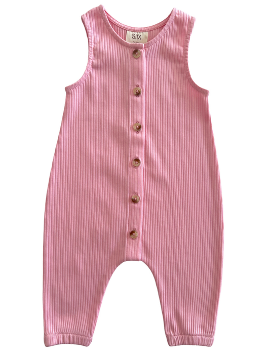 Combinaison Bay côtelée rose / bio (bébé - enfant)