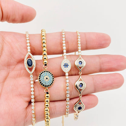 Multi-style Zircon-inlaid Evil Eye Bracelet